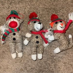christmas sock monkey plush ornaments